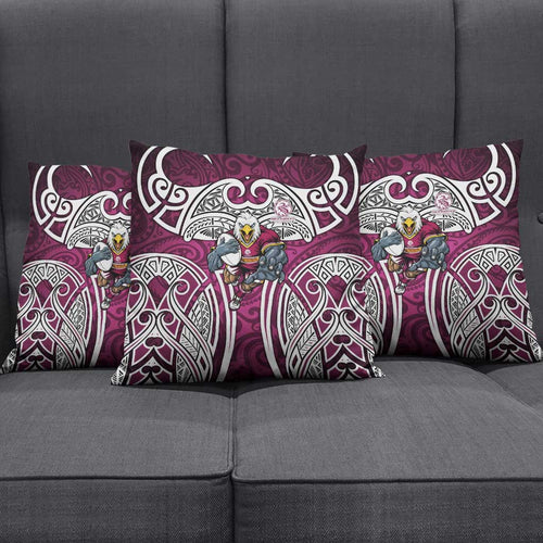Manly Warringah Sea Eagles Rugby Pillow Cover Polynesian Tribal Eagle Warrior Maroon Pattern