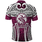 Manly Warringah Sea Eagles Rugby Polo Shirt Polynesian Tribal Eagle Warrior Maroon Pattern