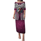 Manly Warringah Sea Eagles Rugby Puletasi Polynesian Tribal Eagle Warrior Maroon Pattern