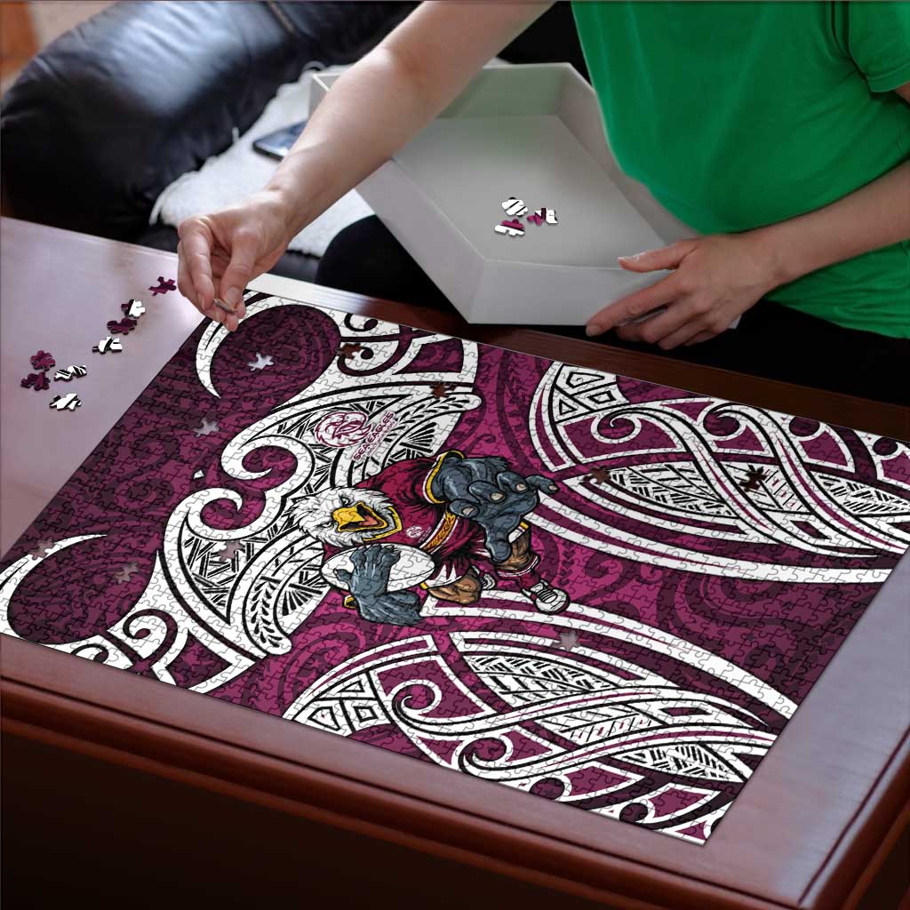 Manly Warringah Sea Eagles Rugby Puzzle Polynesian Tribal Eagle Warrior Maroon Pattern