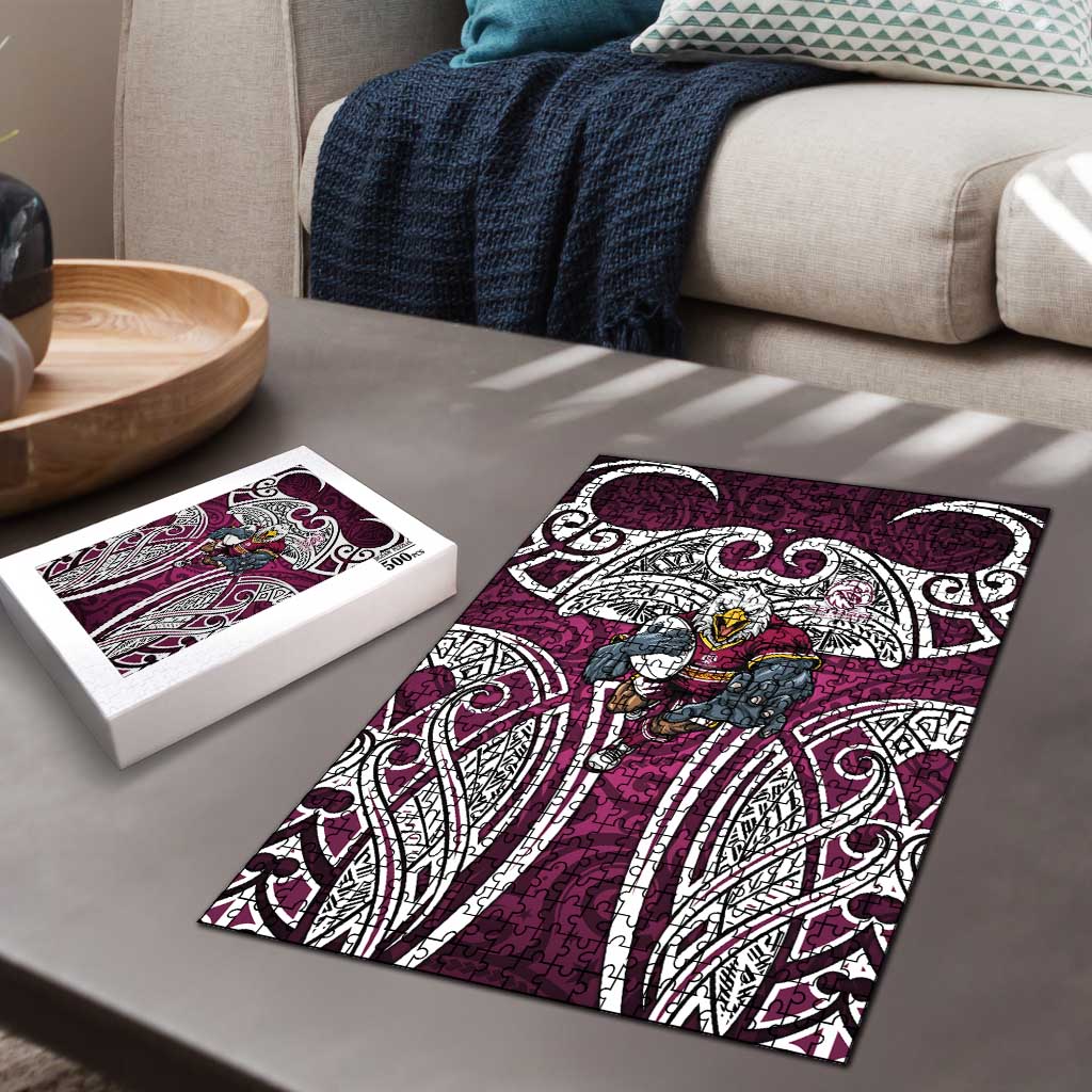 Manly Warringah Sea Eagles Rugby Puzzle Polynesian Tribal Eagle Warrior Maroon Pattern