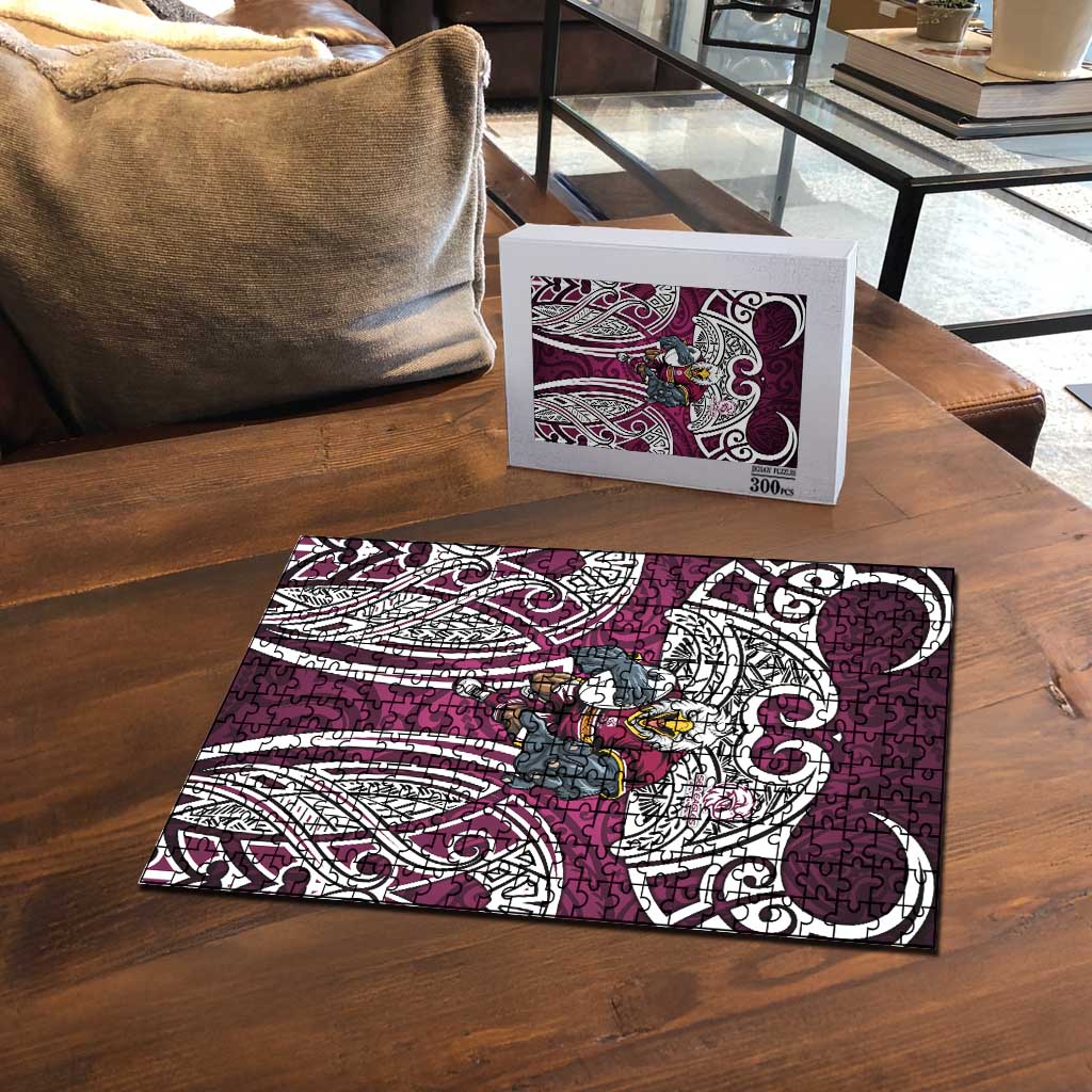 Manly Warringah Sea Eagles Rugby Puzzle Polynesian Tribal Eagle Warrior Maroon Pattern