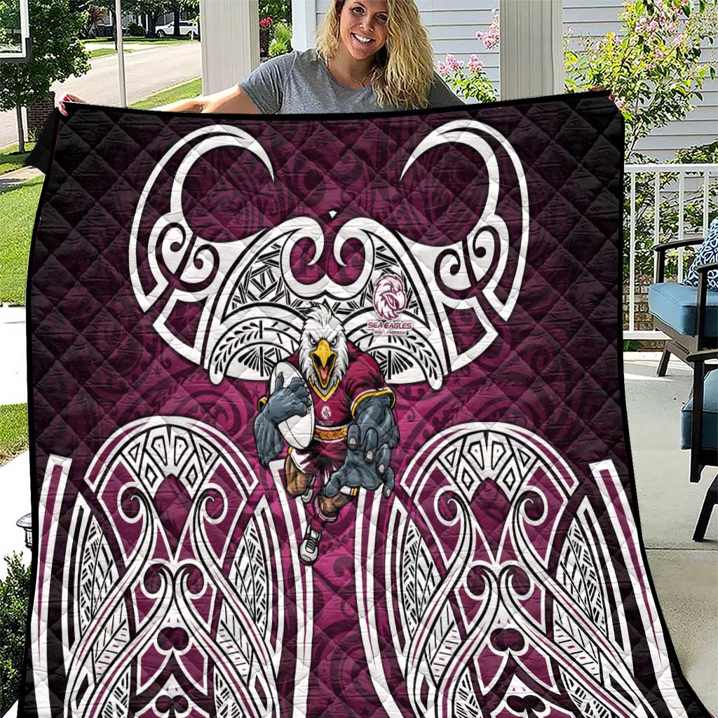 Manly Warringah Sea Eagles Rugby Quilt Polynesian Tribal Eagle Warrior Maroon Pattern