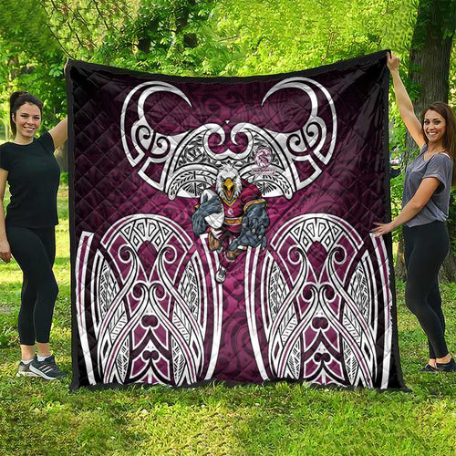 Manly Warringah Sea Eagles Rugby Quilt Polynesian Tribal Eagle Warrior Maroon Pattern