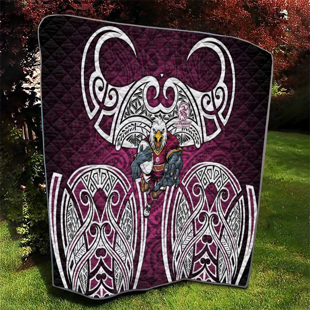 Manly Warringah Sea Eagles Rugby Quilt Polynesian Tribal Eagle Warrior Maroon Pattern