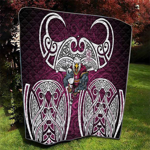 Manly Warringah Sea Eagles Rugby Quilt Polynesian Tribal Eagle Warrior Maroon Pattern