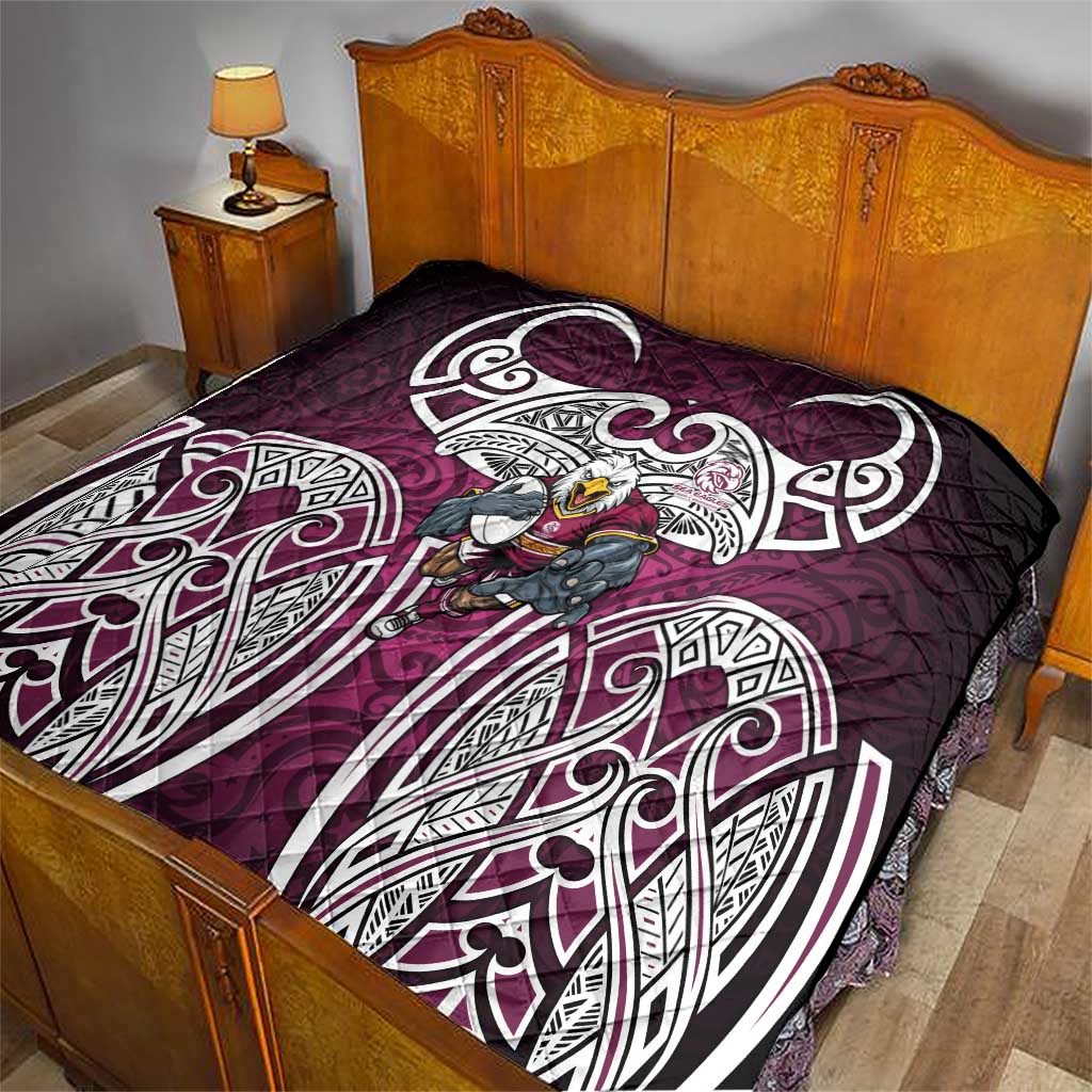 Manly Warringah Sea Eagles Rugby Quilt Polynesian Tribal Eagle Warrior Maroon Pattern