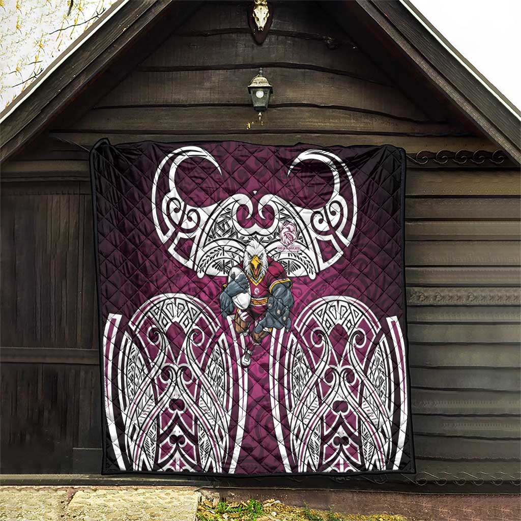 Manly Warringah Sea Eagles Rugby Quilt Polynesian Tribal Eagle Warrior Maroon Pattern