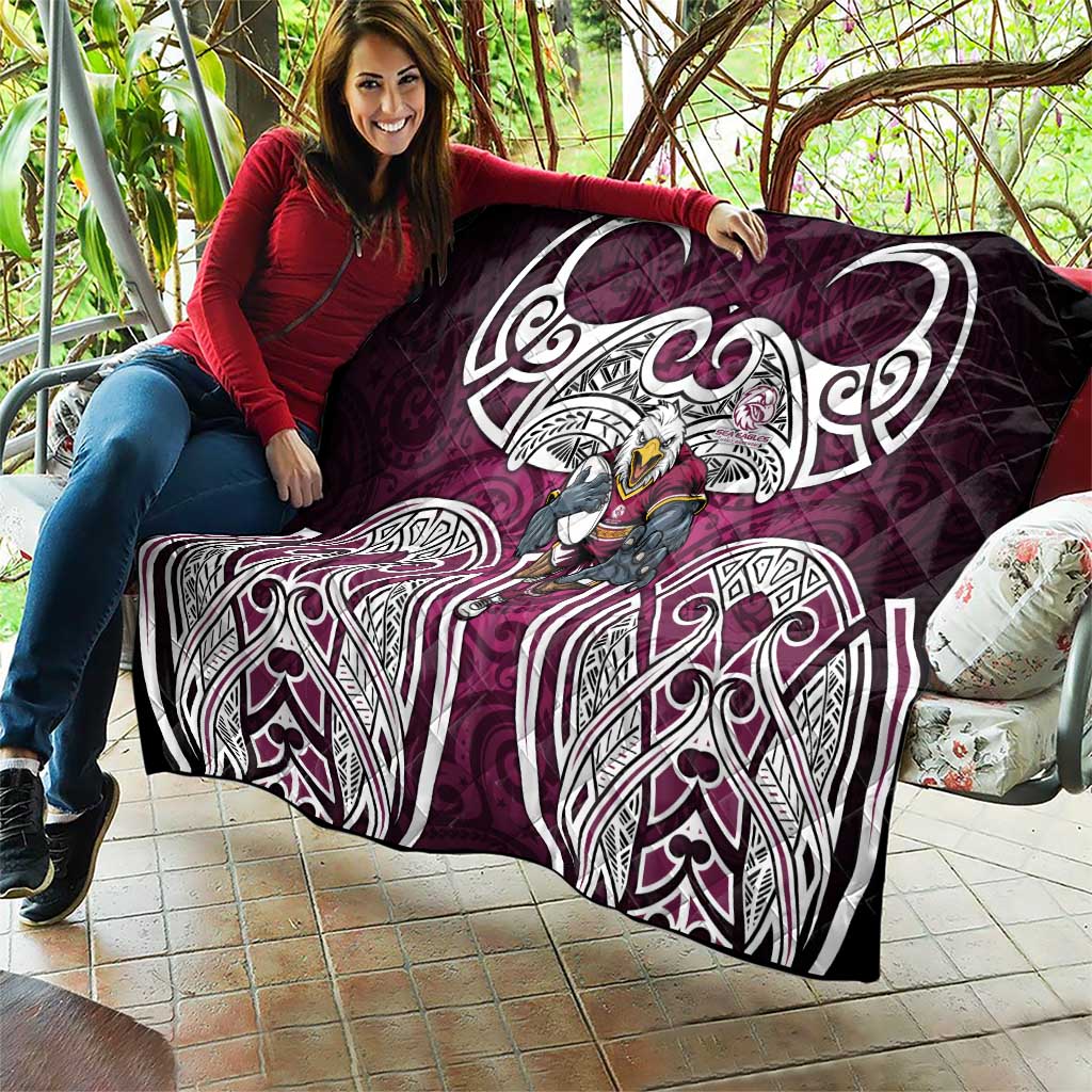 Manly Warringah Sea Eagles Rugby Quilt Polynesian Tribal Eagle Warrior Maroon Pattern