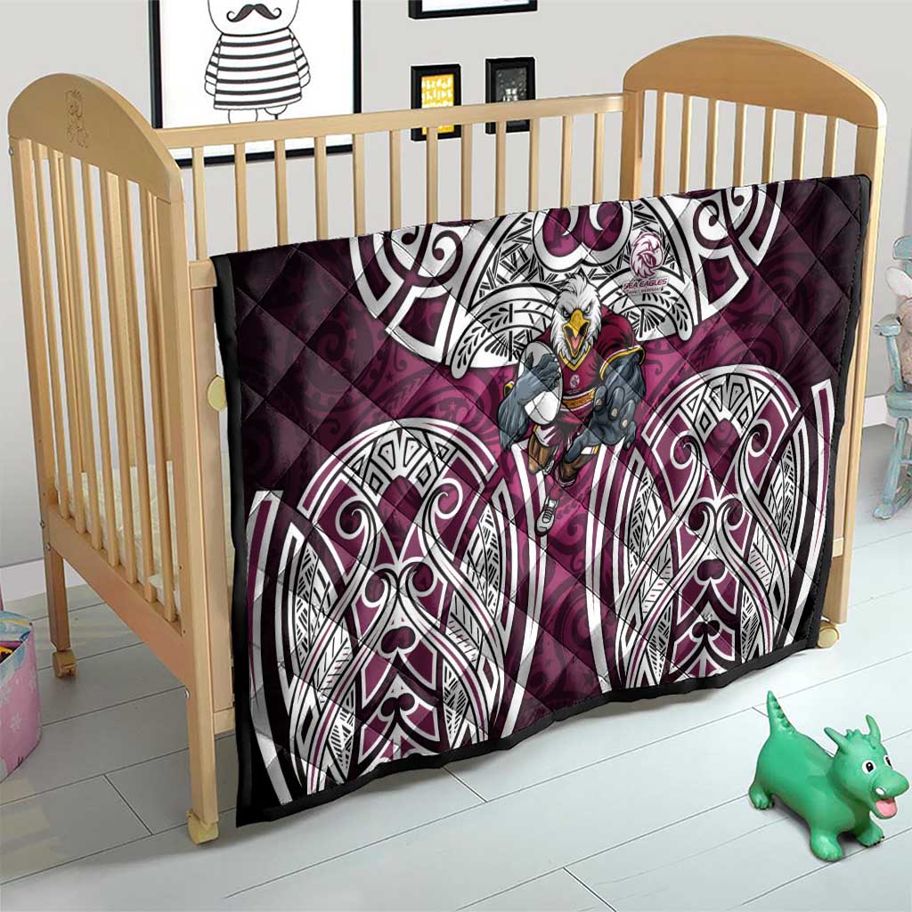 Manly Warringah Sea Eagles Rugby Quilt Polynesian Tribal Eagle Warrior Maroon Pattern
