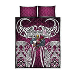 Manly Warringah Sea Eagles Rugby Quilt Bed Set Polynesian Tribal Eagle Warrior Maroon Pattern