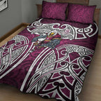 Manly Warringah Sea Eagles Rugby Quilt Bed Set Polynesian Tribal Eagle Warrior Maroon Pattern