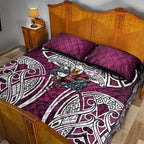 Manly Warringah Sea Eagles Rugby Quilt Bed Set Polynesian Tribal Eagle Warrior Maroon Pattern