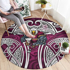 Manly Warringah Sea Eagles Rugby Round Carpet Polynesian Tribal Eagle Warrior Maroon Pattern