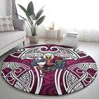 Manly Warringah Sea Eagles Rugby Round Carpet Polynesian Tribal Eagle Warrior Maroon Pattern