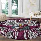 Manly Warringah Sea Eagles Rugby Round Carpet Polynesian Tribal Eagle Warrior Maroon Pattern