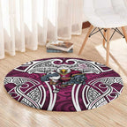 Manly Warringah Sea Eagles Rugby Round Carpet Polynesian Tribal Eagle Warrior Maroon Pattern