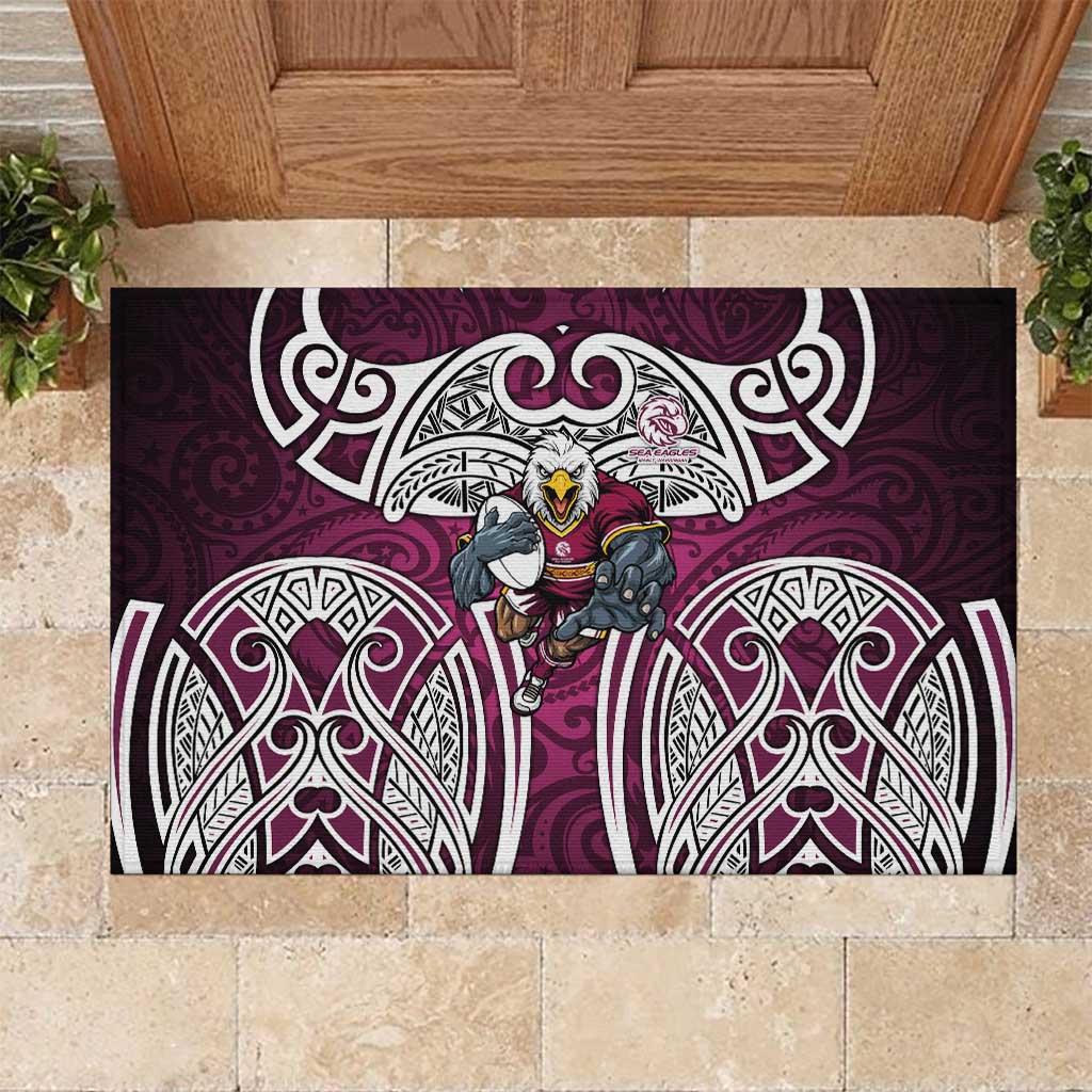 Manly Warringah Sea Eagles Rugby Rubber Doormat Polynesian Tribal Eagle Warrior Maroon Pattern