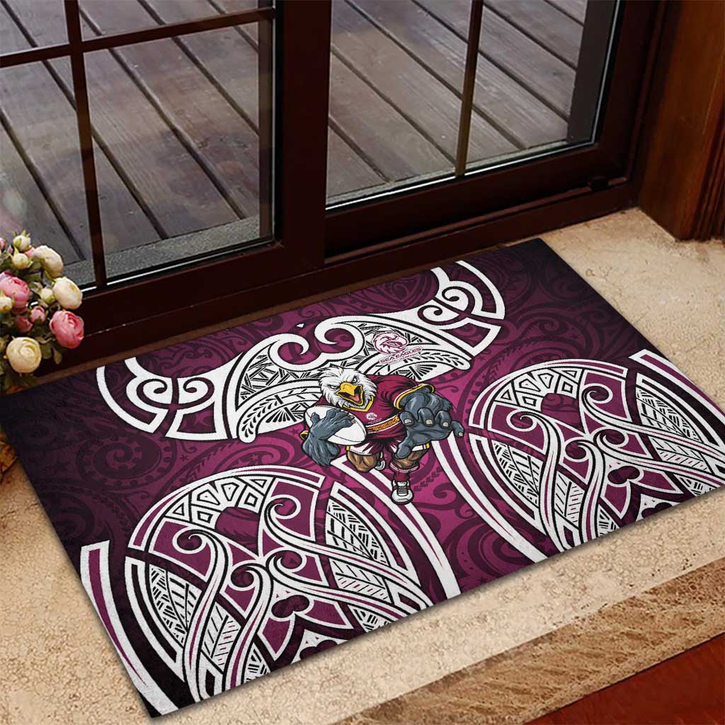 Manly Warringah Sea Eagles Rugby Rubber Doormat Polynesian Tribal Eagle Warrior Maroon Pattern