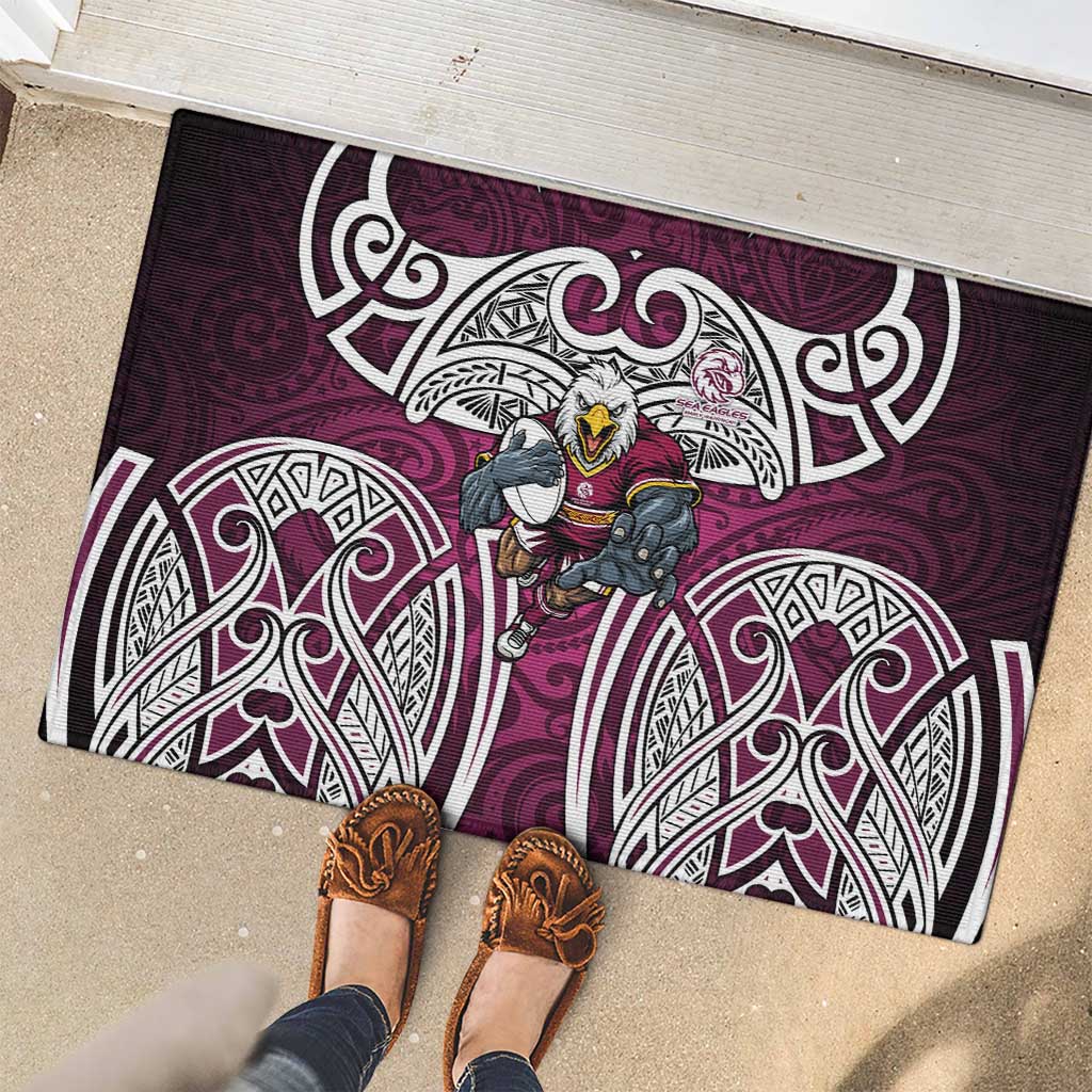 Manly Warringah Sea Eagles Rugby Rubber Doormat Polynesian Tribal Eagle Warrior Maroon Pattern