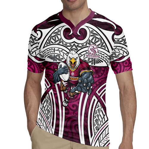 Manly Warringah Sea Eagles Rugby Rugby Jersey Polynesian Tribal Eagle Warrior Maroon Pattern