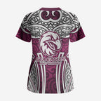 Manly Warringah Sea Eagles Rugby Scrub Top Polynesian Tribal Eagle Warrior Maroon Pattern