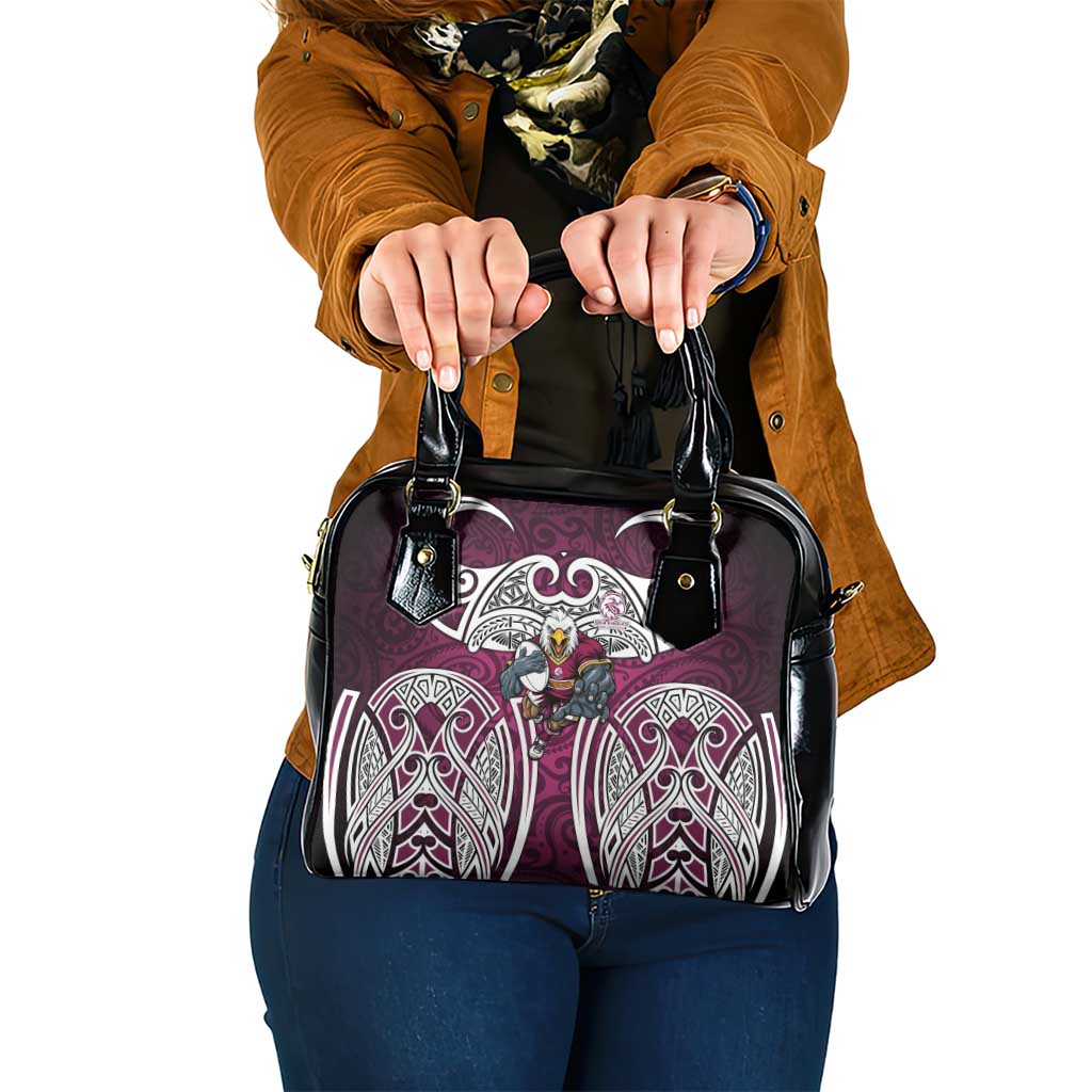 Manly Warringah Sea Eagles Rugby Shoulder Handbag Polynesian Tribal Eagle Warrior Maroon Pattern