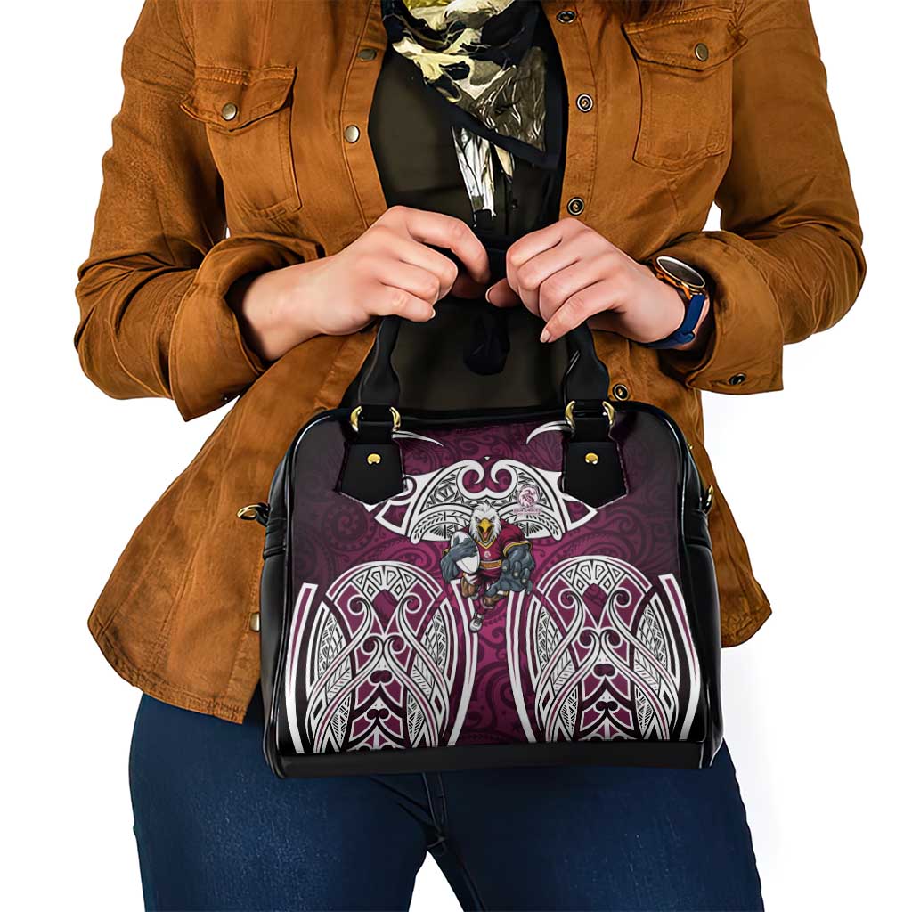 Manly Warringah Sea Eagles Rugby Shoulder Handbag Polynesian Tribal Eagle Warrior Maroon Pattern