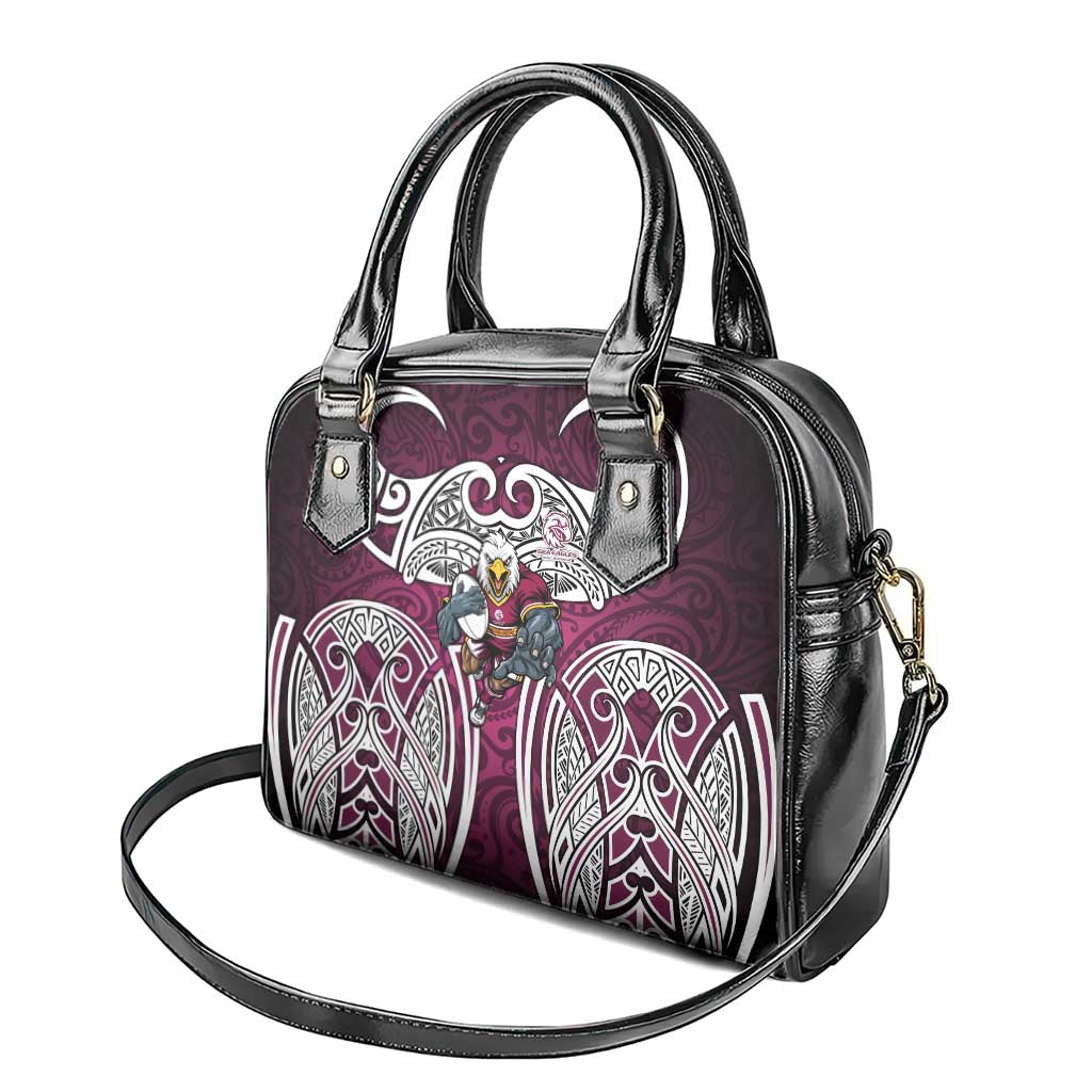 Manly Warringah Sea Eagles Rugby Shoulder Handbag Polynesian Tribal Eagle Warrior Maroon Pattern