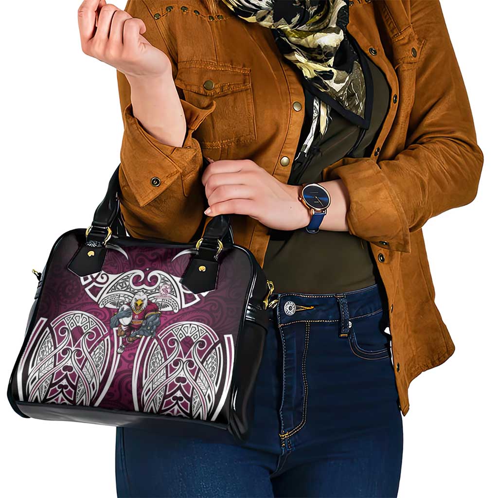 Manly Warringah Sea Eagles Rugby Shoulder Handbag Polynesian Tribal Eagle Warrior Maroon Pattern