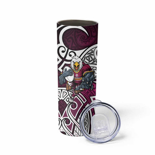 Manly Warringah Sea Eagles Rugby Skinny Tumbler Polynesian Tribal Eagle Warrior Maroon Pattern