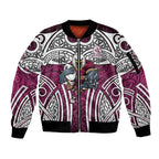 Manly Warringah Sea Eagles Rugby Sleeve Zip Bomber Jacket Polynesian Tribal Eagle Warrior Maroon Pattern