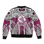 Manly Warringah Sea Eagles Rugby Sleeve Zip Bomber Jacket Polynesian Tribal Eagle Warrior Maroon Pattern