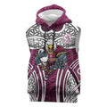 Manly Warringah Sea Eagles Rugby Sleeveless Hoodie Polynesian Tribal Eagle Warrior Maroon Pattern