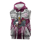 Manly Warringah Sea Eagles Rugby Sleeveless Hoodie Polynesian Tribal Eagle Warrior Maroon Pattern