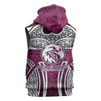 Manly Warringah Sea Eagles Rugby Sleeveless Hoodie Polynesian Tribal Eagle Warrior Maroon Pattern