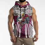 Manly Warringah Sea Eagles Rugby Sleeveless Hoodie Polynesian Tribal Eagle Warrior Maroon Pattern