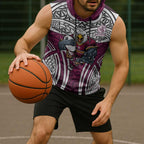Manly Warringah Sea Eagles Rugby Sleeveless Hoodie Polynesian Tribal Eagle Warrior Maroon Pattern