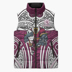 Manly Warringah Sea Eagles Rugby Sleeveless Puffer Jacket Polynesian Tribal Eagle Warrior Maroon Pattern