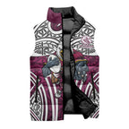 Manly Warringah Sea Eagles Rugby Sleeveless Puffer Jacket Polynesian Tribal Eagle Warrior Maroon Pattern