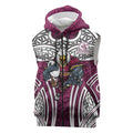 Manly Warringah Sea Eagles Rugby Sleeveless Zip Hoodie Polynesian Tribal Eagle Warrior Maroon Pattern