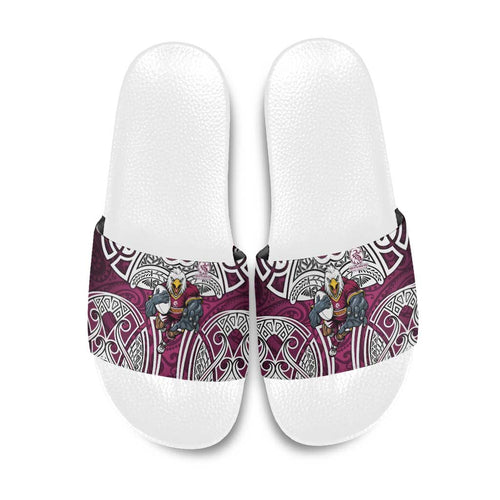 Manly Warringah Sea Eagles Rugby Slide Sandals Polynesian Tribal Eagle Warrior Maroon Pattern