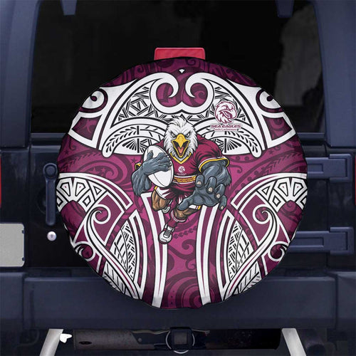 Manly Warringah Sea Eagles Rugby Spare Tire Cover Polynesian Tribal Eagle Warrior Maroon Pattern
