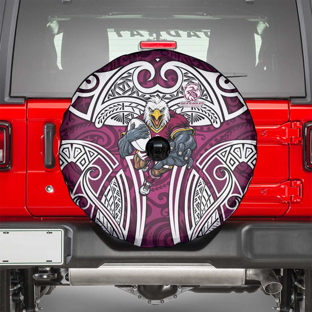 Manly Warringah Sea Eagles Rugby Spare Tire Cover Polynesian Tribal Eagle Warrior Maroon Pattern