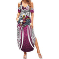 Manly Warringah Sea Eagles Rugby Summer Maxi Dress Polynesian Tribal Eagle Warrior Maroon Pattern