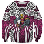 Manly Warringah Sea Eagles Rugby Sweatshirt Polynesian Tribal Eagle Warrior Maroon Pattern