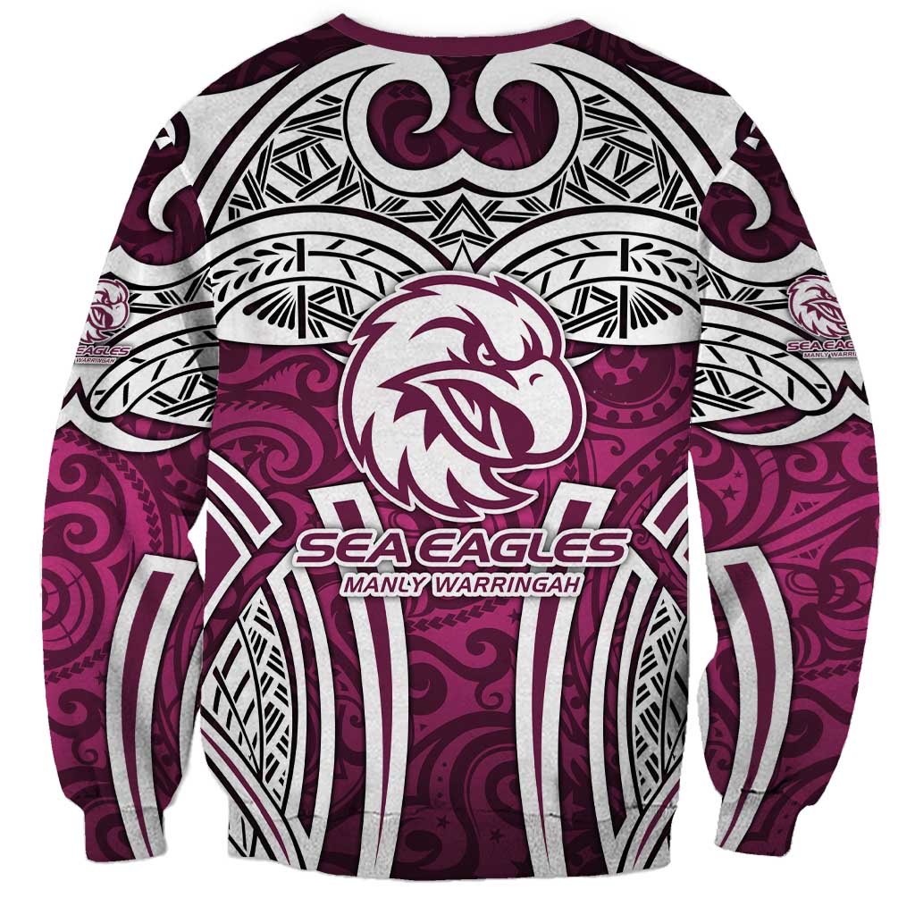 Manly Warringah Sea Eagles Rugby Sweatshirt Polynesian Tribal Eagle Warrior Maroon Pattern