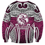 Manly Warringah Sea Eagles Rugby Sweatshirt Polynesian Tribal Eagle Warrior Maroon Pattern