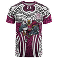 Manly Warringah Sea Eagles Rugby T Shirt Polynesian Tribal Eagle Warrior Maroon Pattern