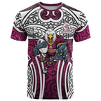 Manly Warringah Sea Eagles Rugby T Shirt Polynesian Tribal Eagle Warrior Maroon Pattern